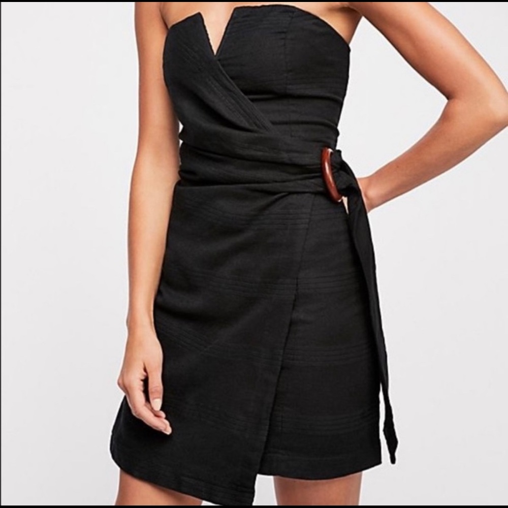 Free People Strapless Asymmetrical Mini Dress